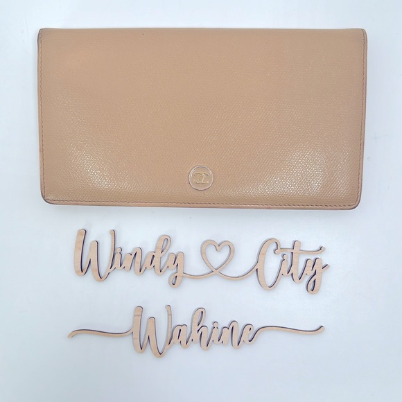 Authentic CHANEL COCO Mark Bi-fold Long Wallet- Beige - Picture 3 of 14